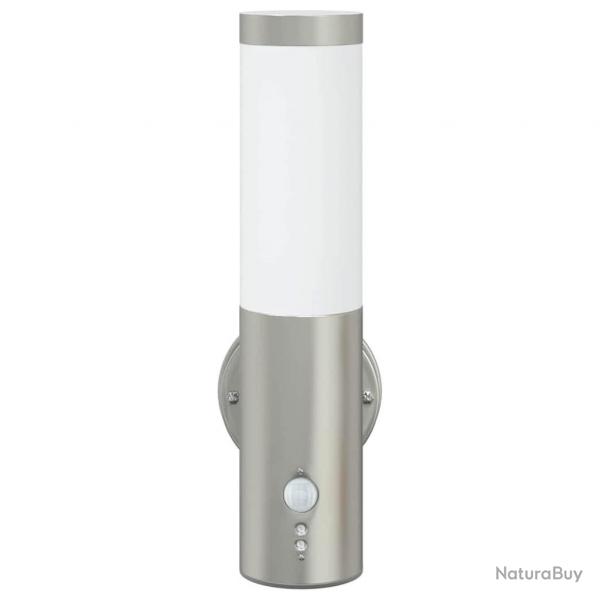Applique murale extrieure avec dtecteur Argent Acier inoxydable IP44