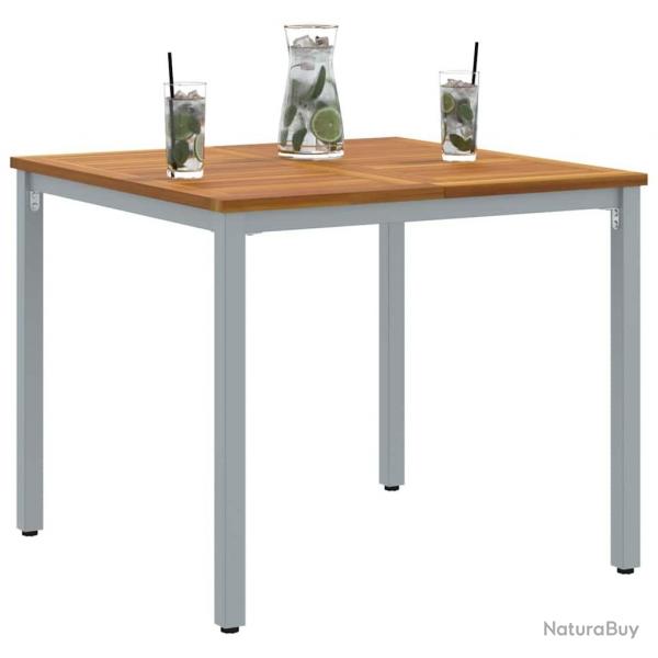 Table de jardin 90 x 90 x 75 cm en bois d'acacia massif et mtal