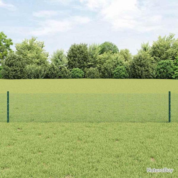 Clture en fil soud avec 22 poteaux en U verts 0.4x50 m en acier