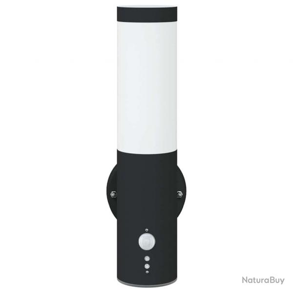 Applique murale noire en acier inoxydable IP44 avec capteur