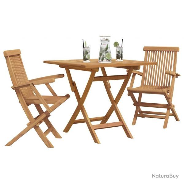 Ensemble Bistro de Jardin Pliable 3 Pices en Bois Massif d'Acacia