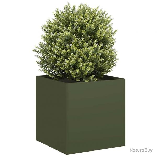 Jardinire vert olive 40x40x40 cm acier lamin  froid