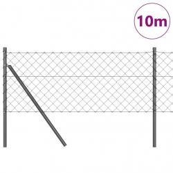 Jeu de Poteaux de Clôture Gris 0.4 x 10 m Acier galvanisé