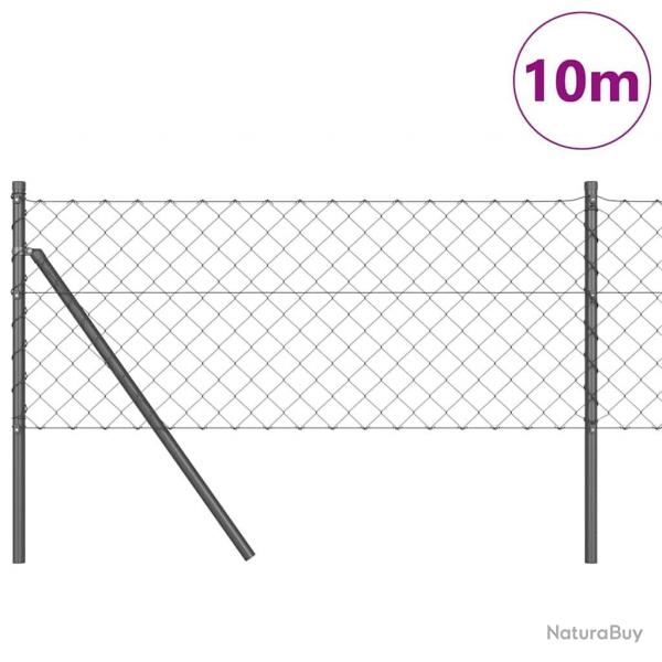 Jeu de Poteaux de Clture Gris 0.4 x 10 m Acier galvanis
