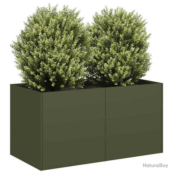 Jardinire vert olive 80x40x40 cm acier lamin  froid
