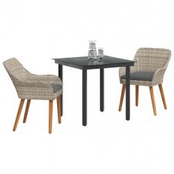 Ensemble de salle à manger 3 pcs Gris clair et noir Moyen