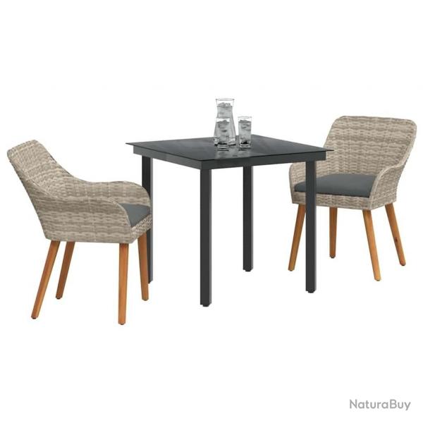 Ensemble de salle  manger 3 pcs Gris clair et noir Moyen
