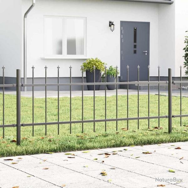 Clture de jardin Gris 5.1 x 1 m Acier enduit de poudre
