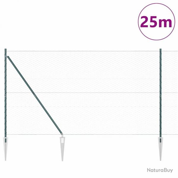 Ensemble de clture 2 pices Vert Mtal 25 x 1.5 m Durable