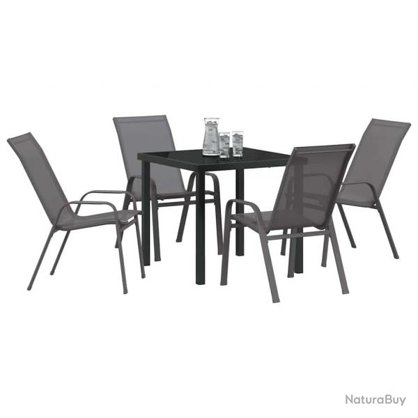 Ensemble de salle  manger de jardin 5 pices - Textilne gris et acier