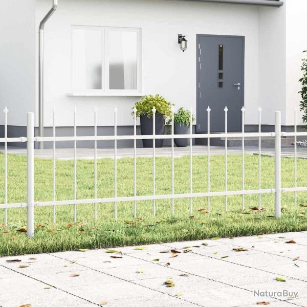 Clture de jardin Blanc 5.1 x 1 m Acier enduit de poudre