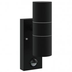 Appliques Murales Extérieures à Détecteur 2 pcs Noir Acier Inox IP44