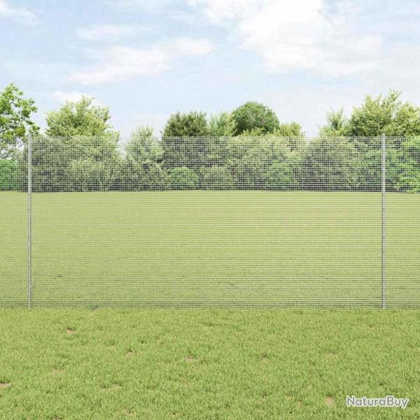 Clture en fil soud avec 44 poteaux en U Argent 1.2x50 m Acier