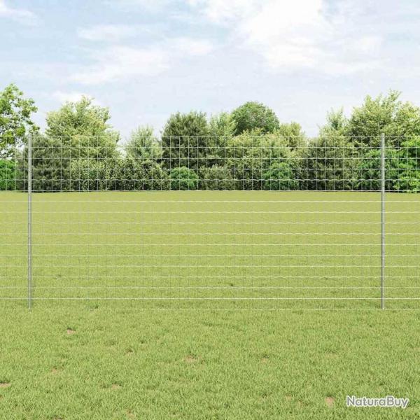 Clture Euro avec 22 poteaux en U Argent 1,2x25 m Acier
