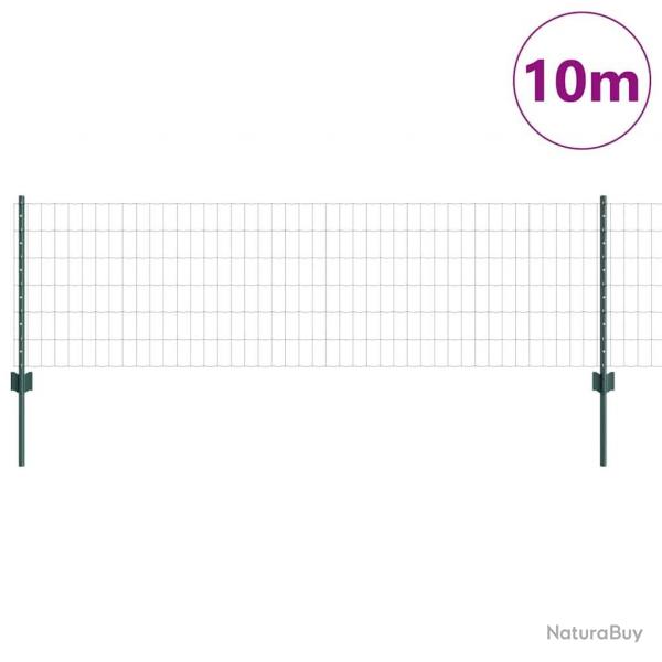Clture Euro avec 5 poteaux en U Verte 0.6x10 m Acier