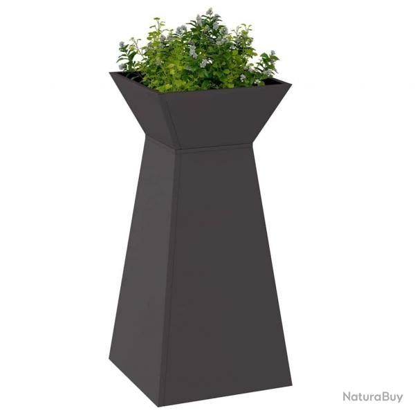 Porte-plante de jardin avec bol noir 35x35x73 cm en acier.