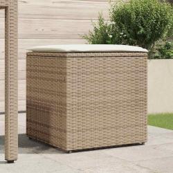 Boîte de Rangement Beige et crème Effet rotin, coussin en polyester