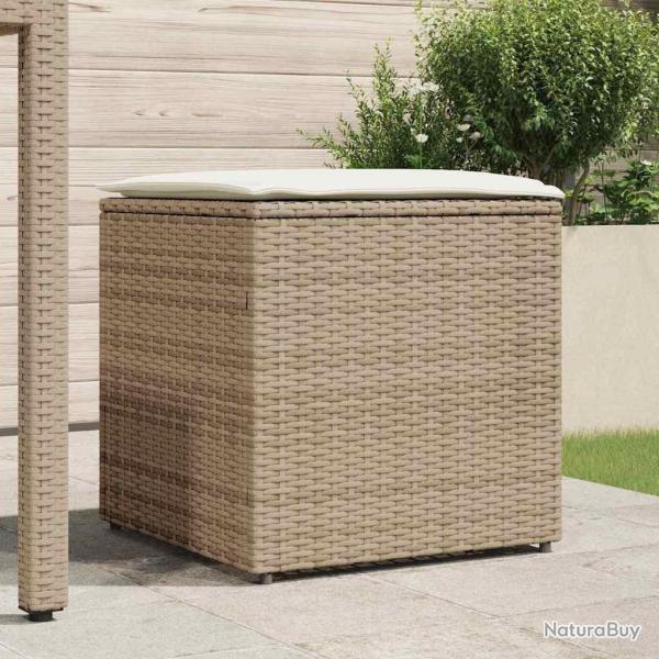 Bote de Rangement Beige et crme Effet rotin, coussin en polyester
