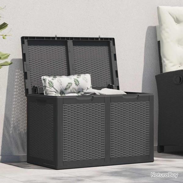Bote de rangement de jardin 180 L Noir PP Rotin