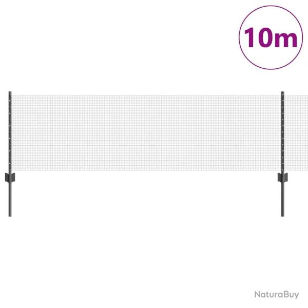 Clture en fil soud avec 5 poteaux en U gris 0.6x10 m