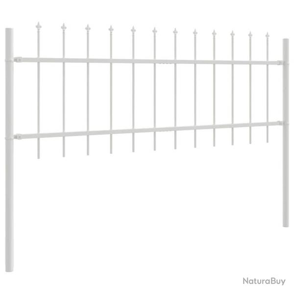Clture de jardin avec pointes blanches, 1,70 x 0,60 m, en acier.