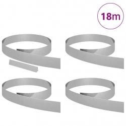 Bordure de jardin 4 pcs Argent 450 x 10 cm Acier galvanisé