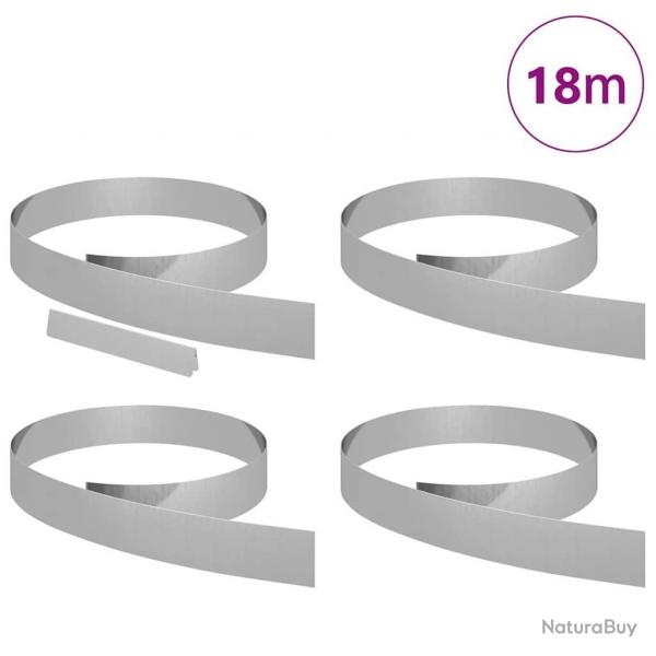 Bordure de jardin 4 pcs Argent 450 x 10 cm Acier galvanis