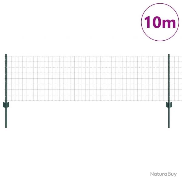 Clture Euro avec 5 poteaux en U Verte 0.6x10 m Acier