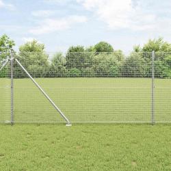 Clôture en fil soudé avec 13 piquets, 1,2x25 m en acier galvanisé