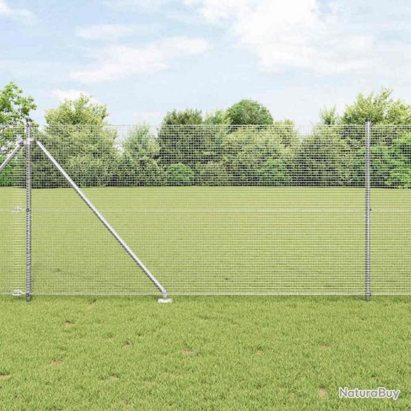 Clture en fil soud avec 13 piquets, 1,2x25 m en acier galvanis