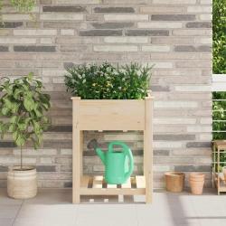 Jardinière avec étagère 60x60x76 cm en bois massif de pin