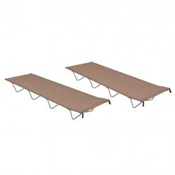 Lits de camping 2 pcs 180x60x19 cm Tissu Oxford et acier Taupe