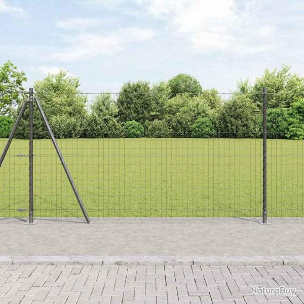 Clture Euro avec 13 poteaux filets 1,2 x 25 m en acier galvanis