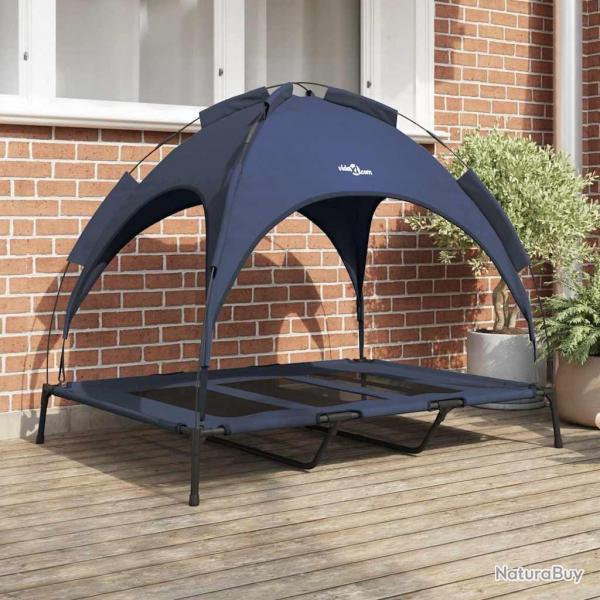 Lit surlev pour chien avec toit amovible bleu marine XL acier
