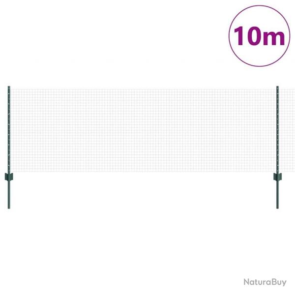 Clture en Fil Soud avec 5 Piquets Verts 0.8x10 m Acier