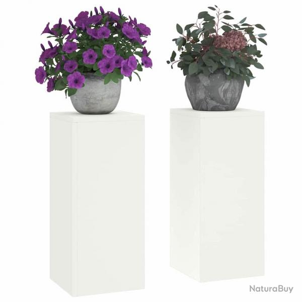 Supports de Plantes d'Extrieur set de 2 blancs, 24x24x55 cm, Acier