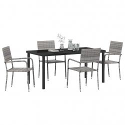 Ensemble de 5 meubles de jardin en poly rotin gris
