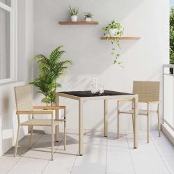Ensemble de Salle à Manger de Jardin 3 Pièces Beige Poly Rattan