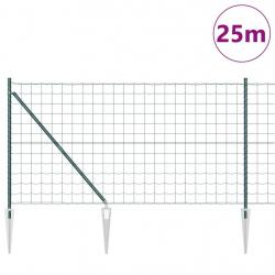 Clôture Euro avec 13 poteaux en spike 1,2x25 m en acier galvanisé vert