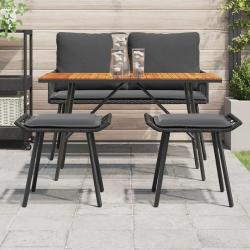 Tabourets de jardin 2 pcs Noir 50x40x45 cm Poly Rattan