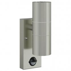 Appliques Murales Extérieures avec Capteur 2 pcs Argent Acier Inoxydable IP44