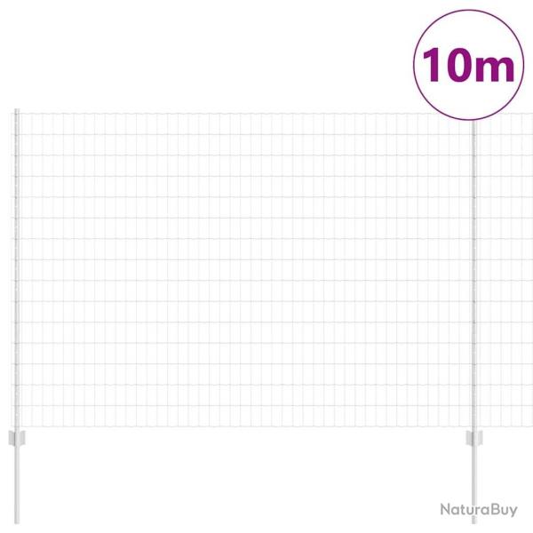 Clture Euro avec 10 poteaux en U Argent 1,5x10 m Acier