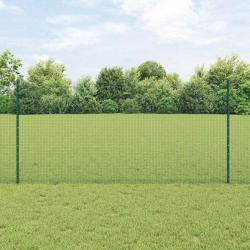 Clôture en fil soudé avec 11 poteaux en U Vert 1.2x25 m Acier