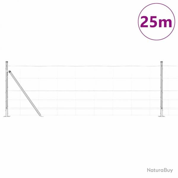 Clture de champ 0,8 x 25 m en acier galvanis
