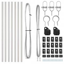 Set de poteaux de clôture 7 pcs Argent Ø32mm 80 cm