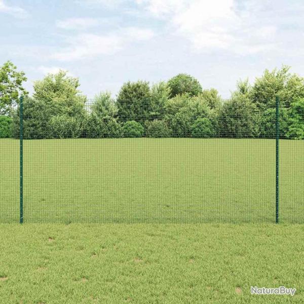 Clture en Fil Soud avec 11 Piquets U Verte 1,2x25 m Acier