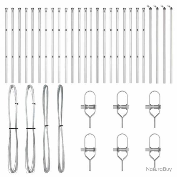 Poteaux de clture 26 pcs 32 mm 120 cm en acier galvanis