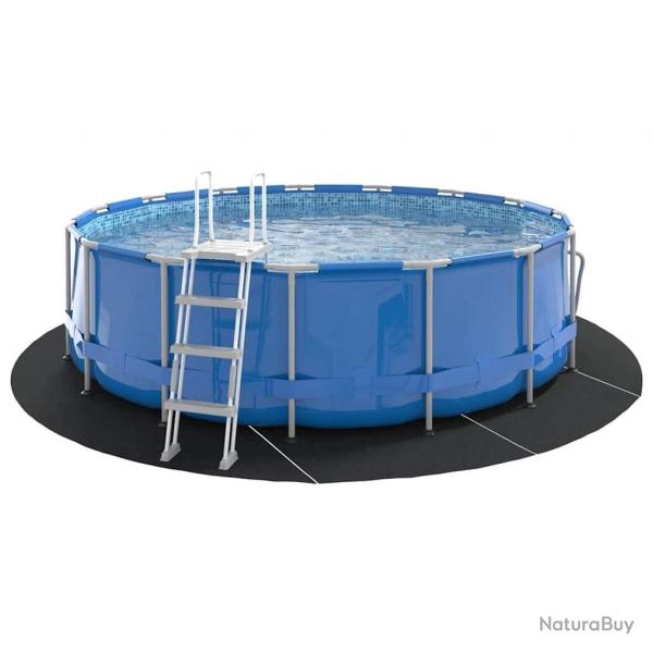 Tapis de sol de piscine noir,  428 cm, rond, en tissu non tiss.