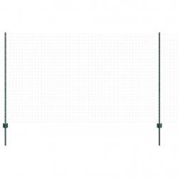 Poteaux de clôture argentés 22 pcs Vert 50 m x 1.4 m. Acier