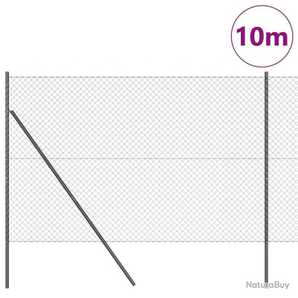 Jeu de Poteaux de Clture Gris 1.5 x 10 m Acier galvanis
